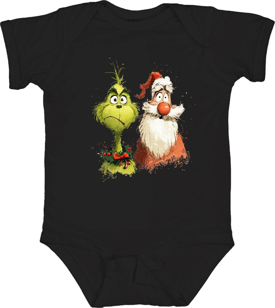 Grinch Weihnachtsmann lustig Weihnachten Geschenk Cartoon Retro Unisex Baby Body, Schwarz, 6/12