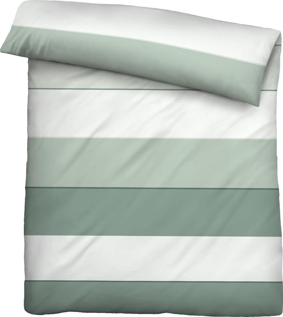 Biberna Mako-Satin Bettwäsche Streifen 615210-443 salbei 155x200 cm + 80x80 cm