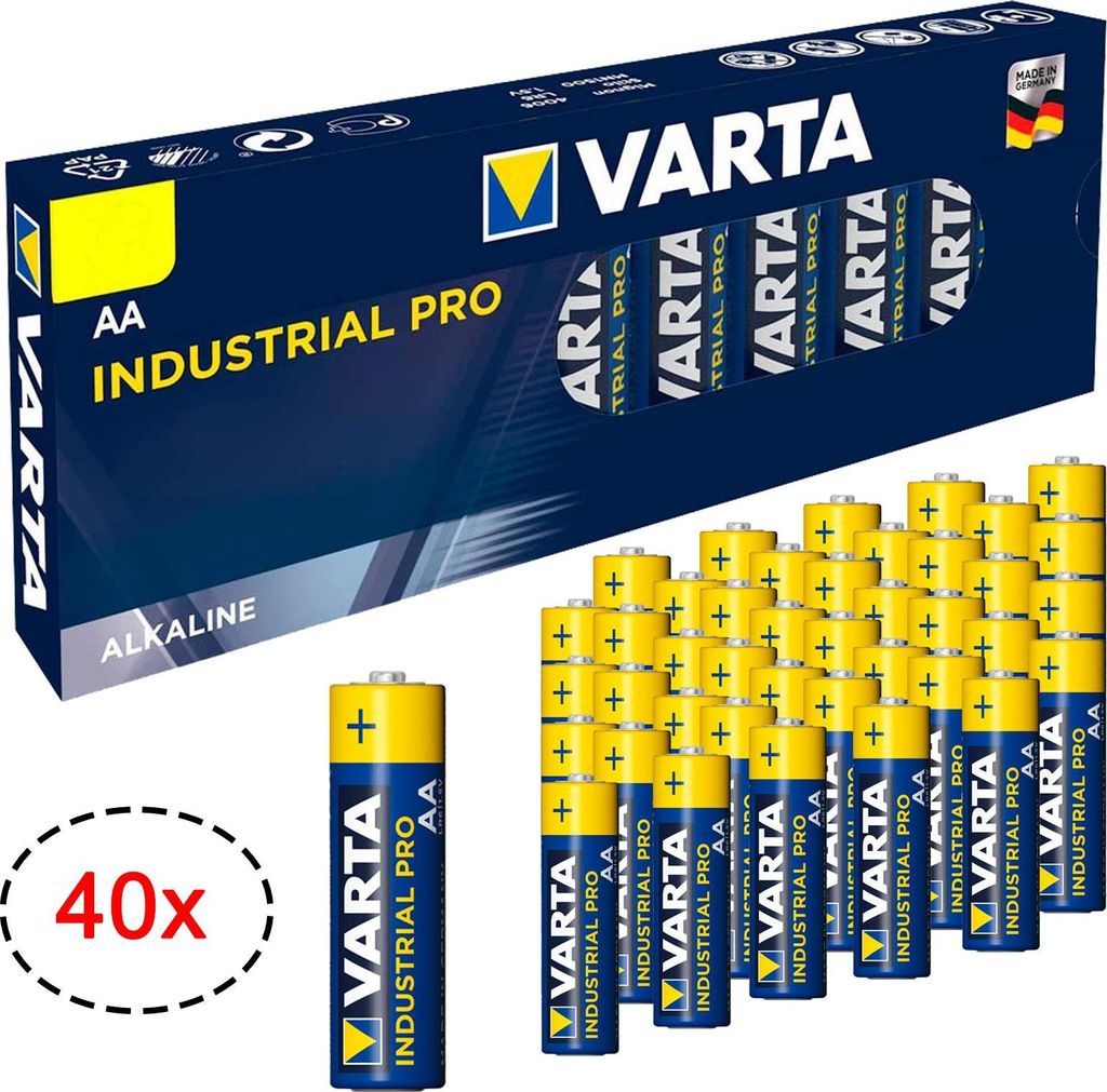 40x VARTA Industrial PRO Mignon AA LR06 LR 06 1.5V Batterien Alkaline Batterie