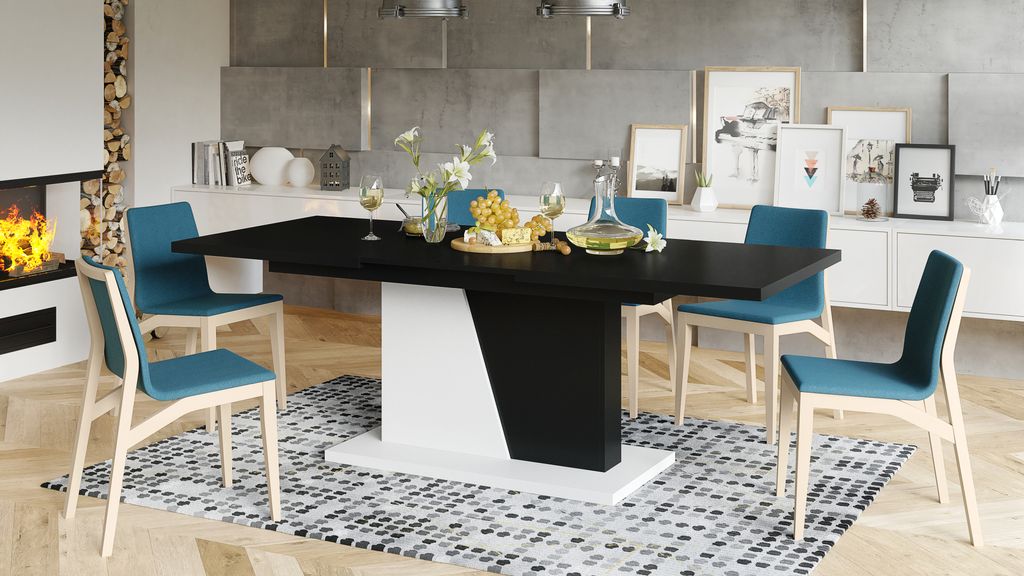 Design Esstisch Tisch Noble Noir ausziehbar 160 bis 218 cm