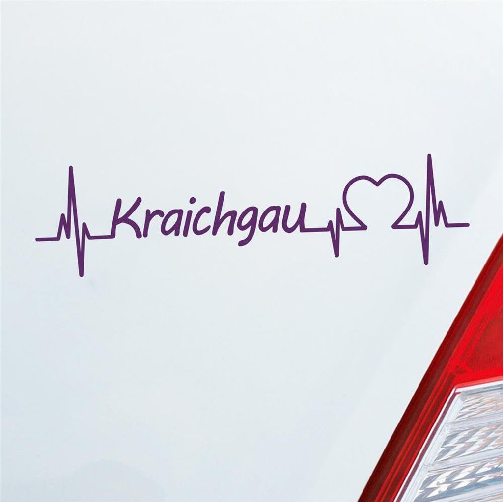 Auto Aufkleber Kraichgau Puls Herzschlag mit Ferien Region Motiv 19x5 cm Lila Sticker Heckscheibenaufkleber