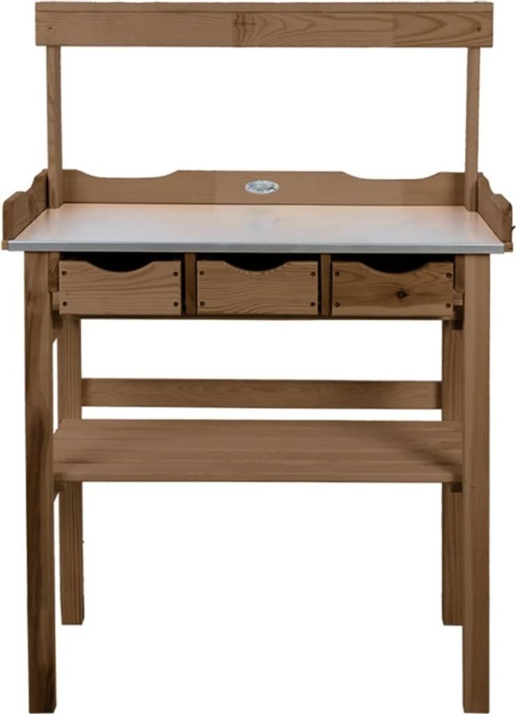 Esschert Design Pflanztisch mit Schublade und Ablage Braun