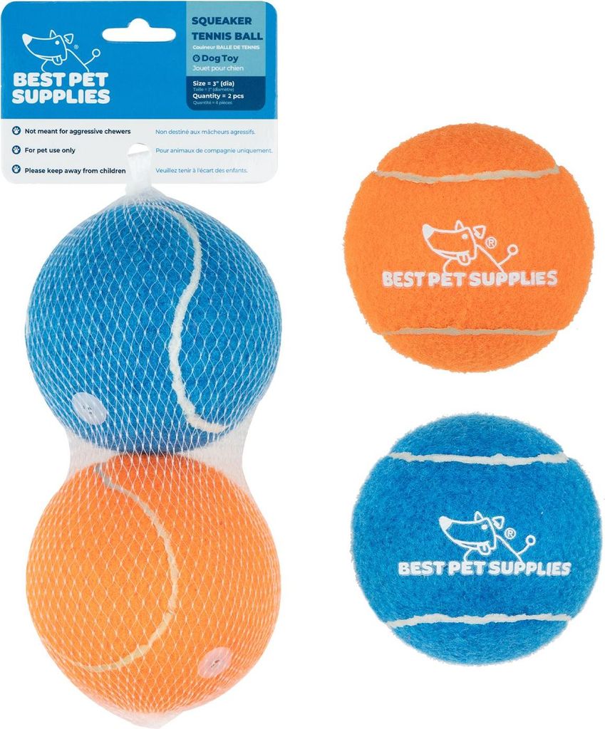 Best Pet Supplies Tennisball für Hunde, robustes interaktives Spielzeug zum Werfen und Fangen, zur Übung und zum Erlernen - 2er-Pack, L
