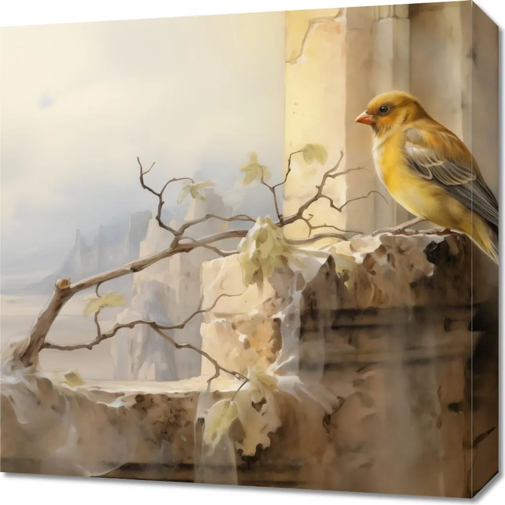 Stampa Artistica Canarino 50x50 - Tela Canvas e Telaio Legno Massello