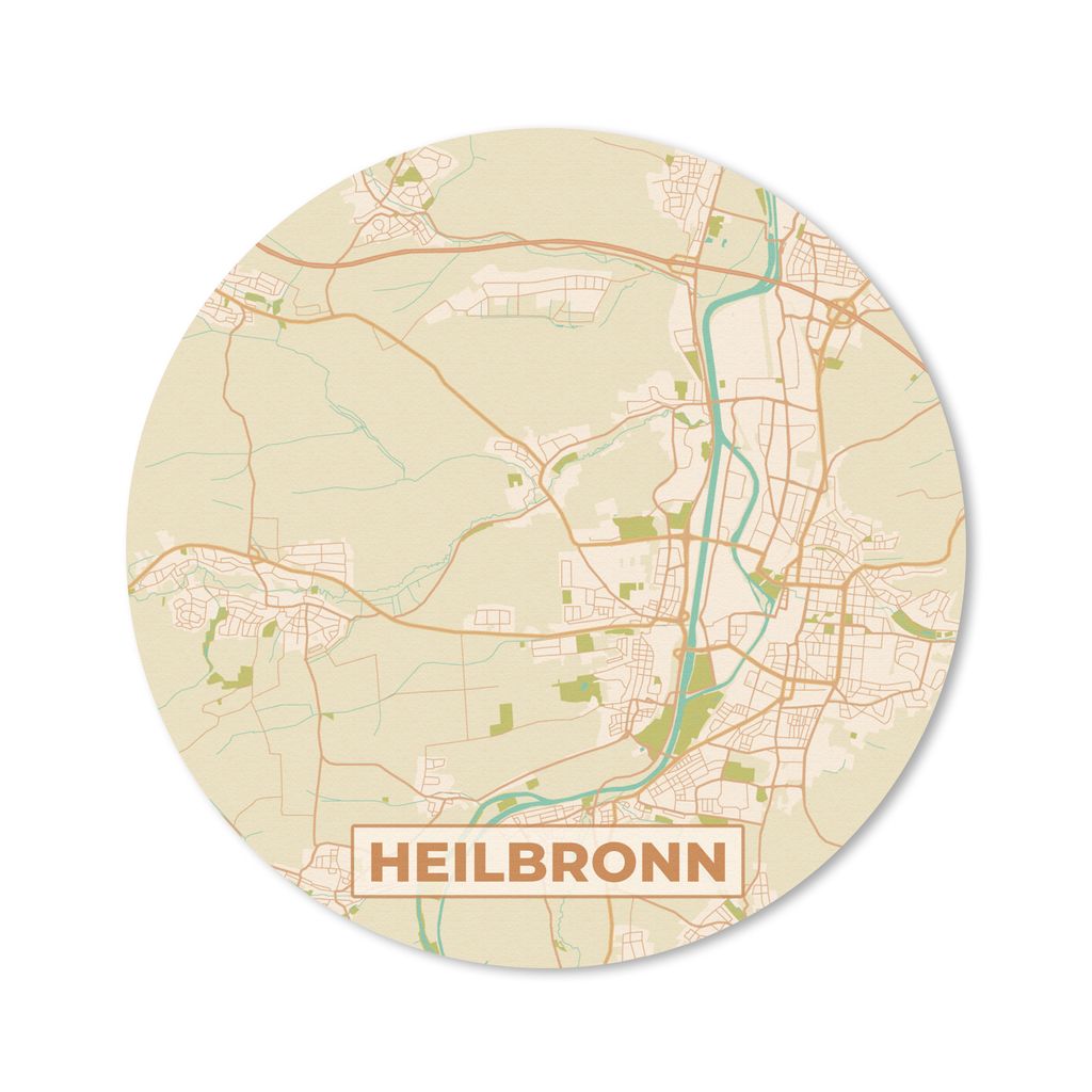 MuchoWow Mauspad Mousepad Stadtplan - Heilbronn - Karte 40x40 cm - Mousepads - Maus Mat - Pad - Mausunterlage - Schreibtisch Accessoires