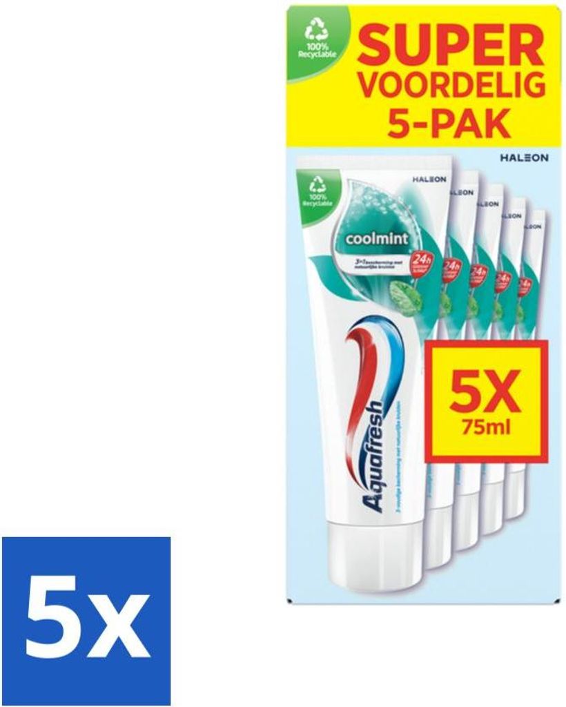 Aquafresh Zahnpasta Coolmint – Frisch und schützend – Vorteilspackung – 5 Tuben - Vorteilspack - 5 Stücke