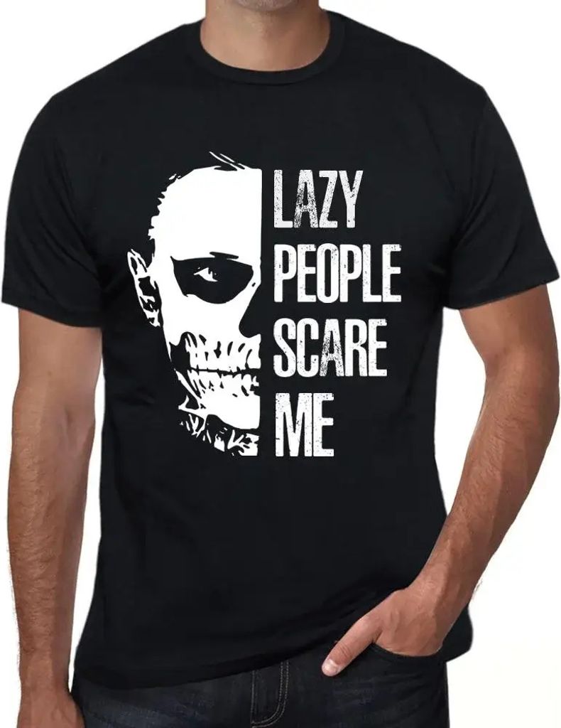 Herren Grafik T-Shirt Faule Menschen machen mir Angst – Lazy People Scare Me – Öko-Verantwortlich Vintage Jahrgang Kurzarm Lustige Druck Gebur...