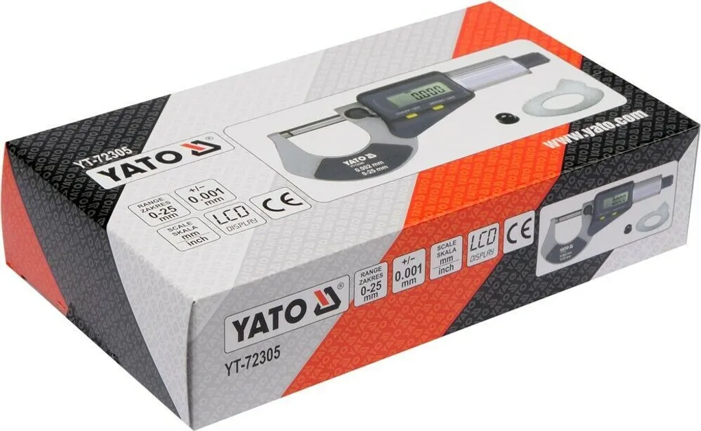 Micromètre d'Extérieur YATO YT-72305 Précision 0,01mm de 0-25 mm