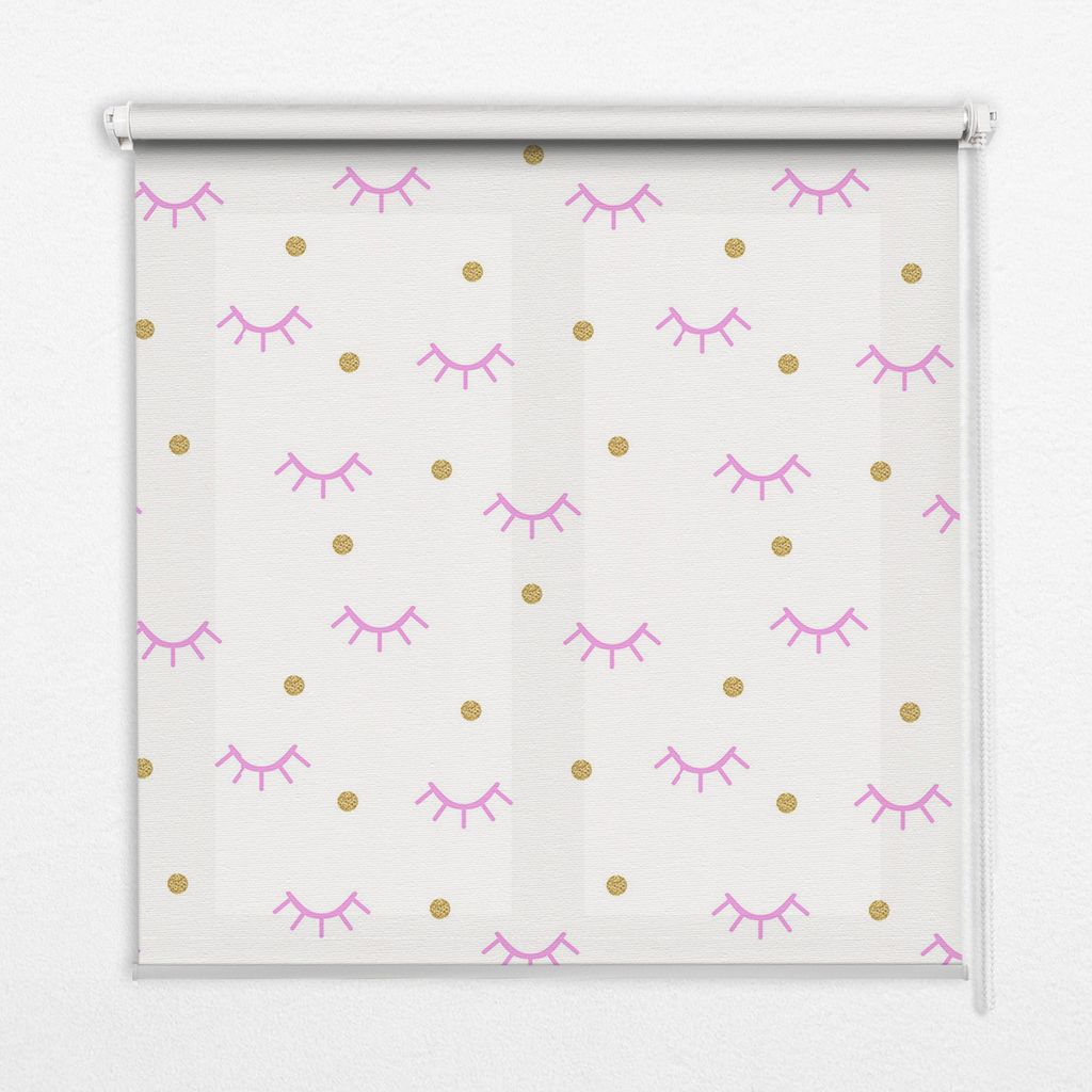 Seitenzug-Rollo Fensterrollo Jalousie - Thermo-Rollo Verdunkelungsrollo - 150x240 cm - Gezeichnete Augenbrauen und Punkte