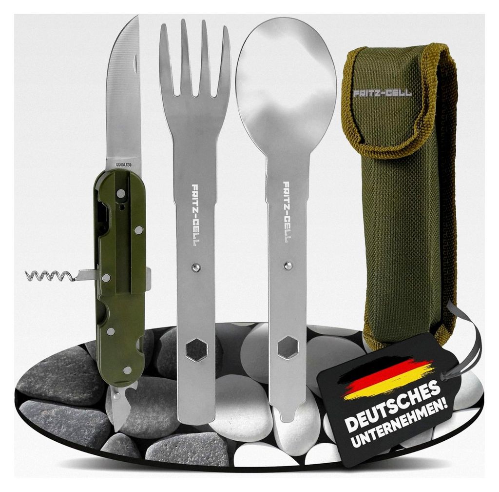 Campingbesteck Set aus Edelstahl, 5-teilig