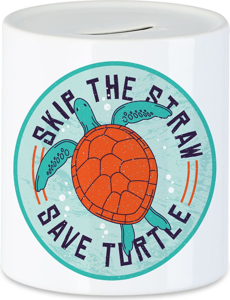 Skip The Straw Save Turtle Spardose Strohhalm Plastik Schildkröte Meere Ozean Natur Umwelt