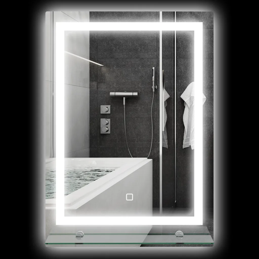 Miroir LED kleankin avec étagère intégrée 50x70 cm luminaire tactile