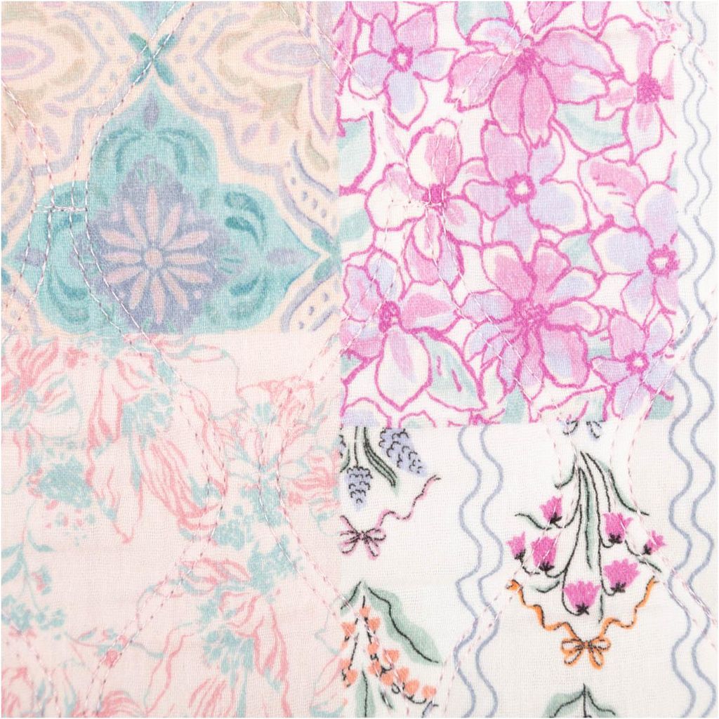Steppstoff Musselin Blumen Patches Meterware 130 cm bunt