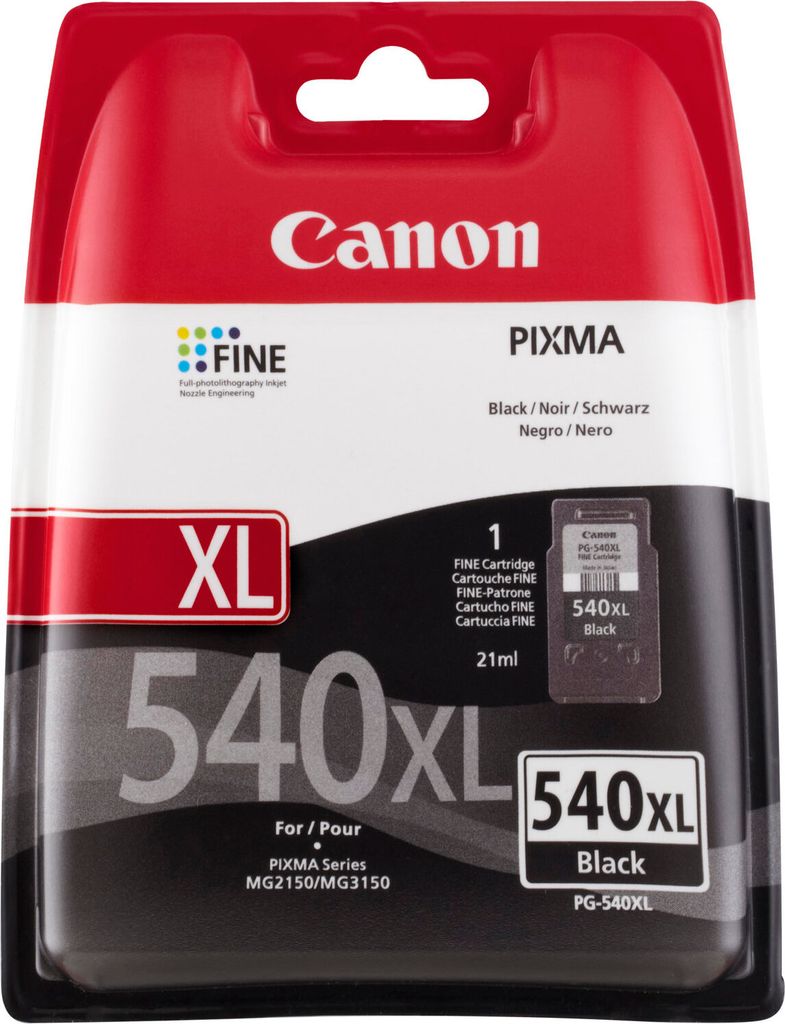 Canon PG-540XL, Hohe (XL-) Ausbeute, Tinte auf Farbstoffbasis, 21 ml, 600 Seiten