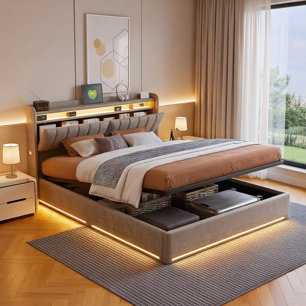 Postel s úložným priestorom INONEFT, rozmer 160x200 cm, s Obrázok produktu 