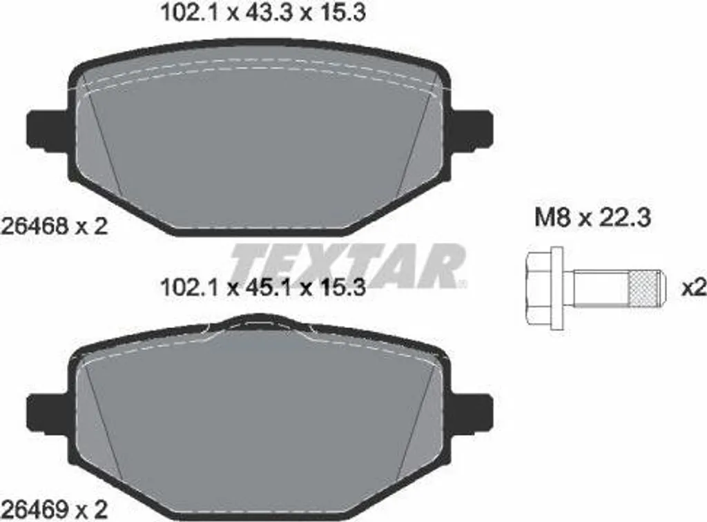 Plaquettes de frein anti-bruit Textar 2646801 pour Renault Captur