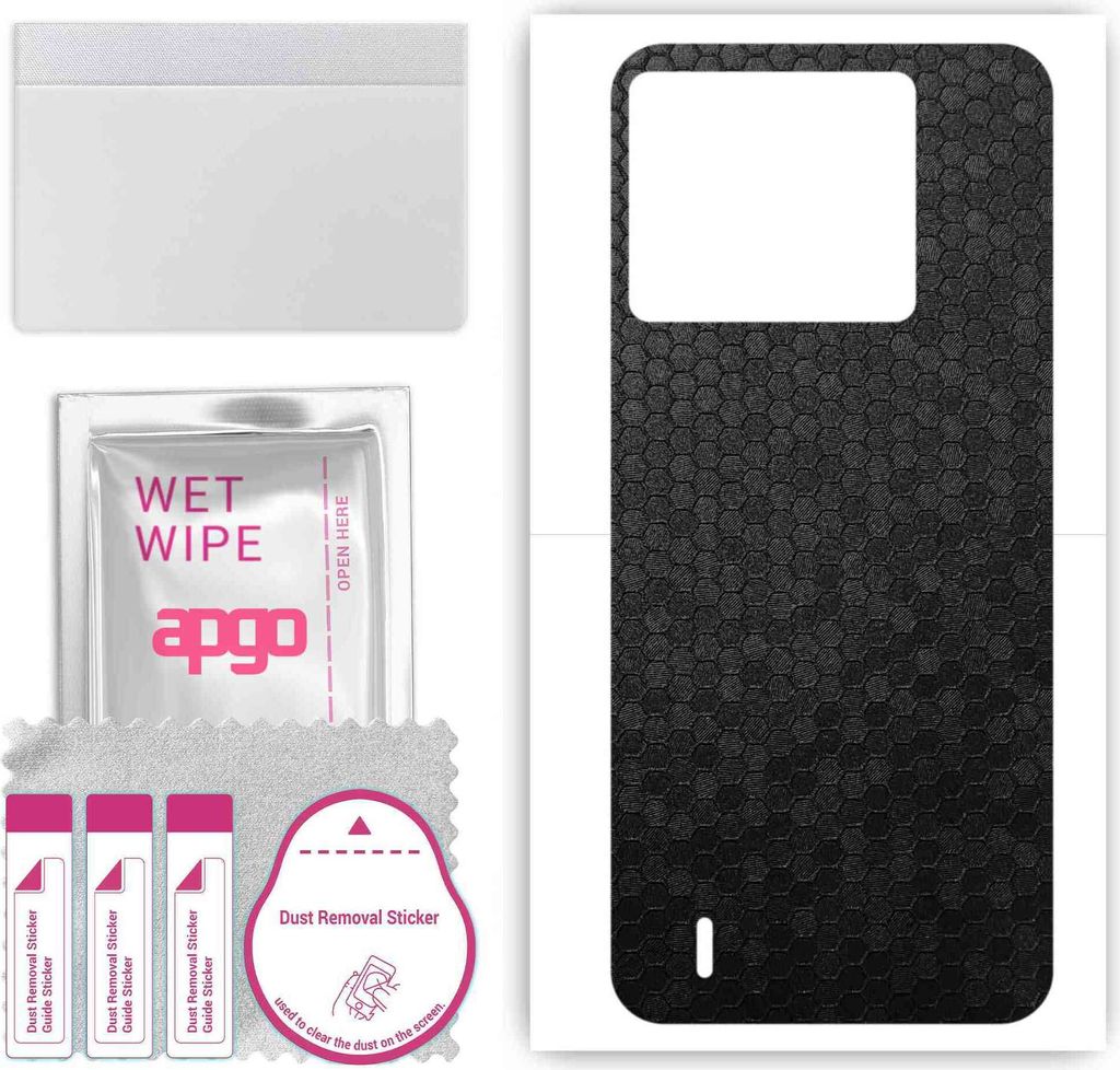 apgo Rückseite Schutzfolie, Skin, kompatibel mit Tecno Pop 6, Hinten Displayschutzfolie aus Vinylfolie, kratzfest, einfache Montage - Schwarze Hon...