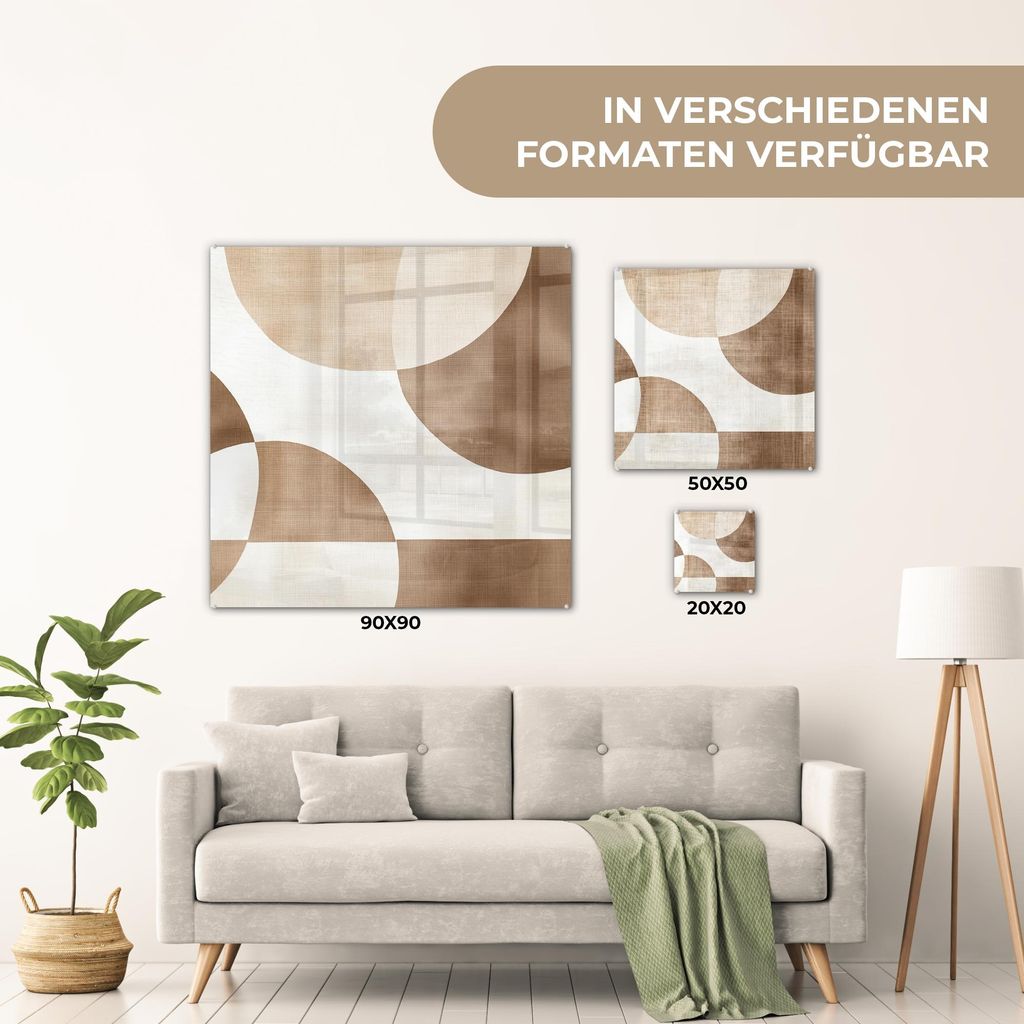 MuchoWow Glasbilder - Bilder auf Wandbild - Foto auf Glas sich schneidende Kreise - sich überschneidende Ebenen 90x90 cm Wanddekoration aus Glas -...