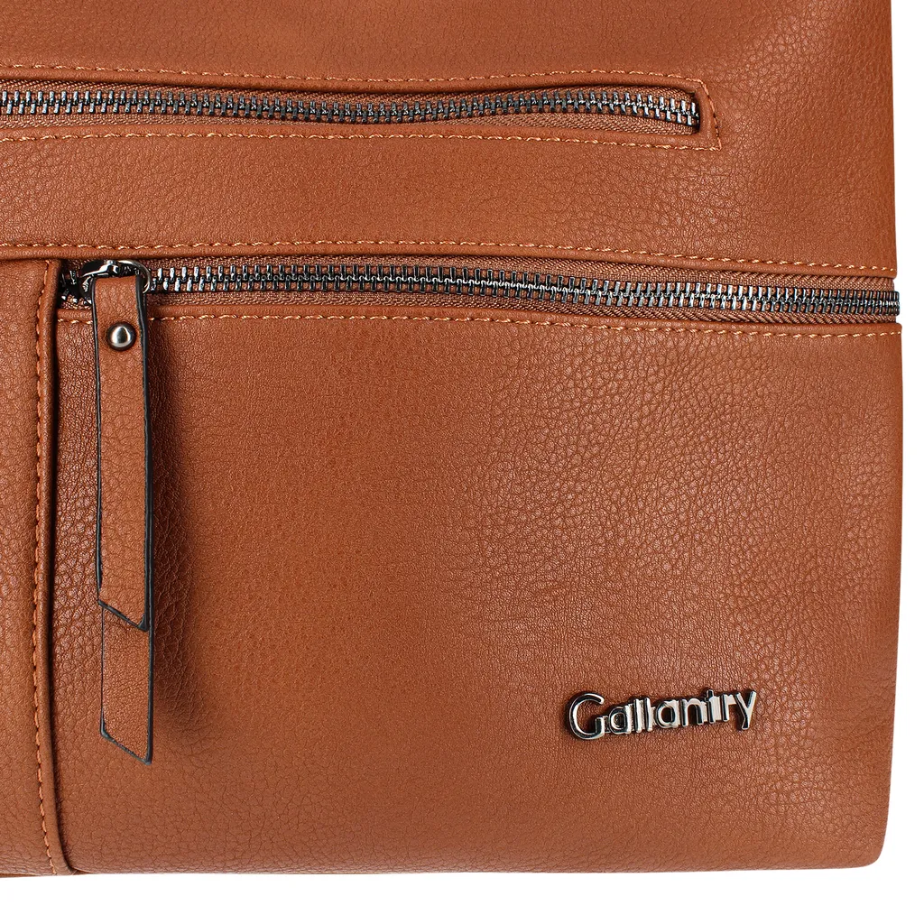 Gallantry, borsa a tracolla con diversi scomparti con zip, marrone - 5
