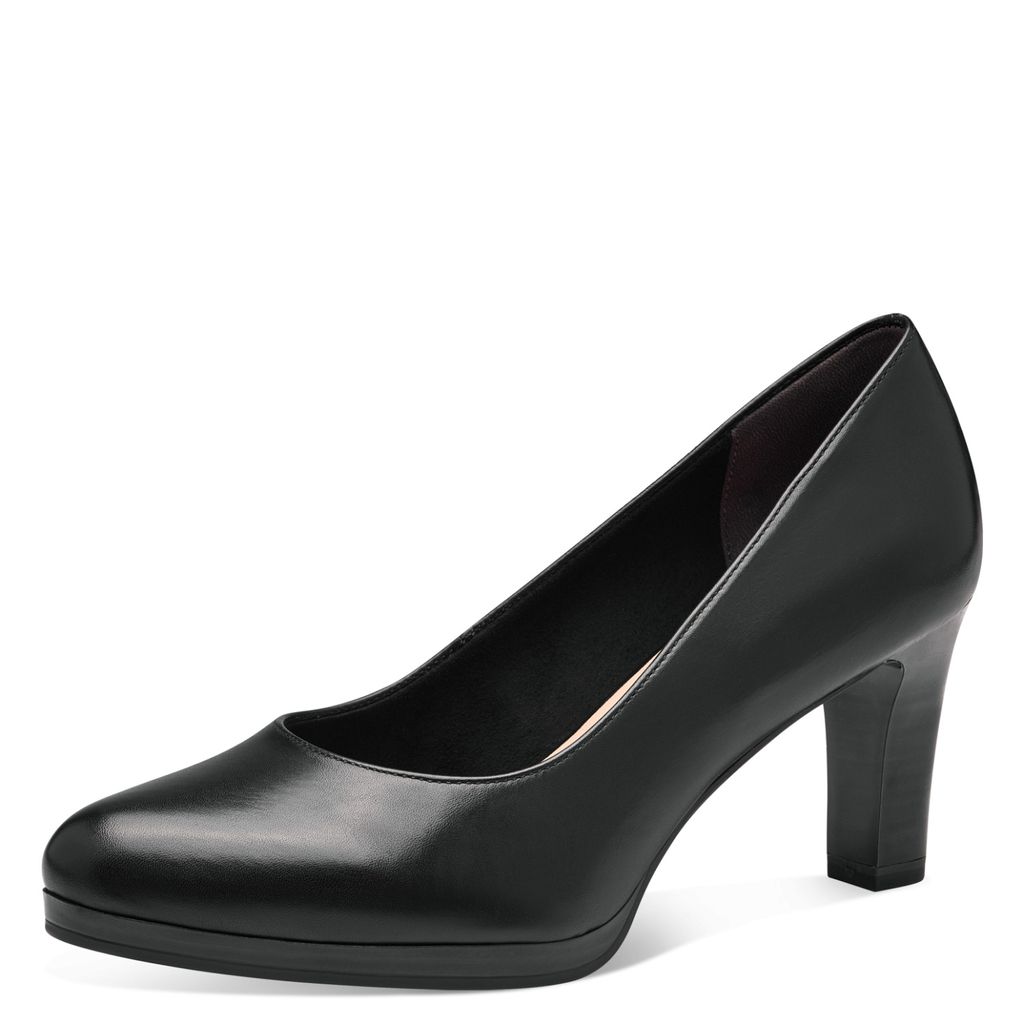 Tamaris Damen Pumps Blockabsatz klassisch Holzoptik Leder Produktbild 