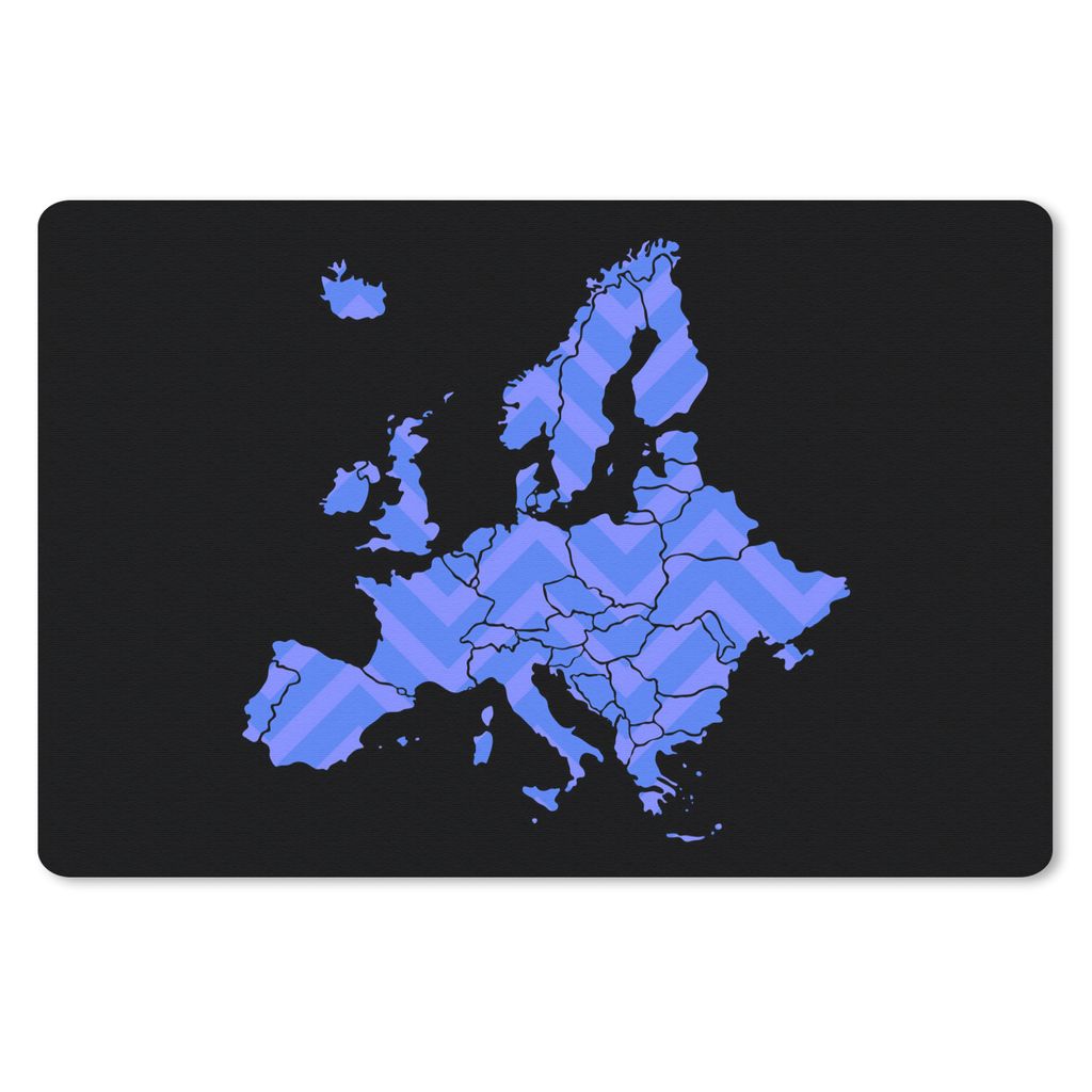 MuchoWow Schreibtischunterlage Karte Europa - Muster - Blau 60x40 cm - XXL Mauspad - Großes Mauspad