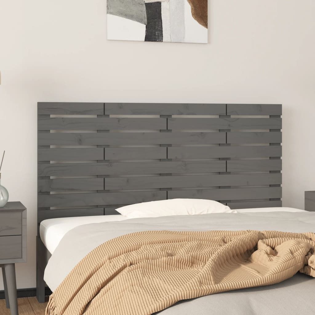 The Living Store Wand-Kopfteil Grau 146x3x63 cm Massivholz Kiefer