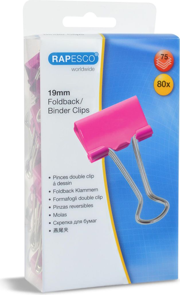 RAPESCO Foldbackklemmer 19mm 1491 pink 80St