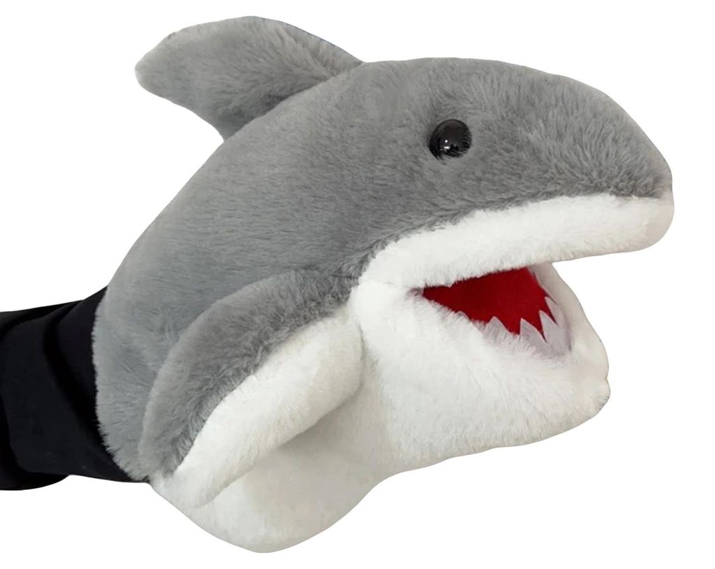11 Zoll große Hai-Handpuppe, Stofftier-Handpuppe mit beweglichem Maul, weiches Plüsch-Hai-Spielzeug für Kinder, Rollenspiel- und Lerngeschenk