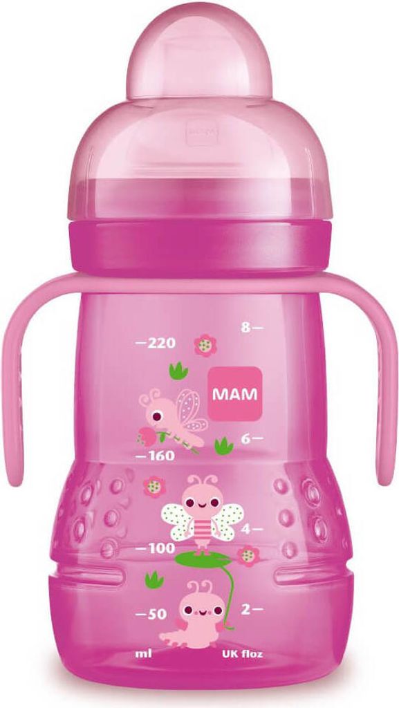 Mam Trainer Glass-baby bottle 220ml Pink Color 4M+