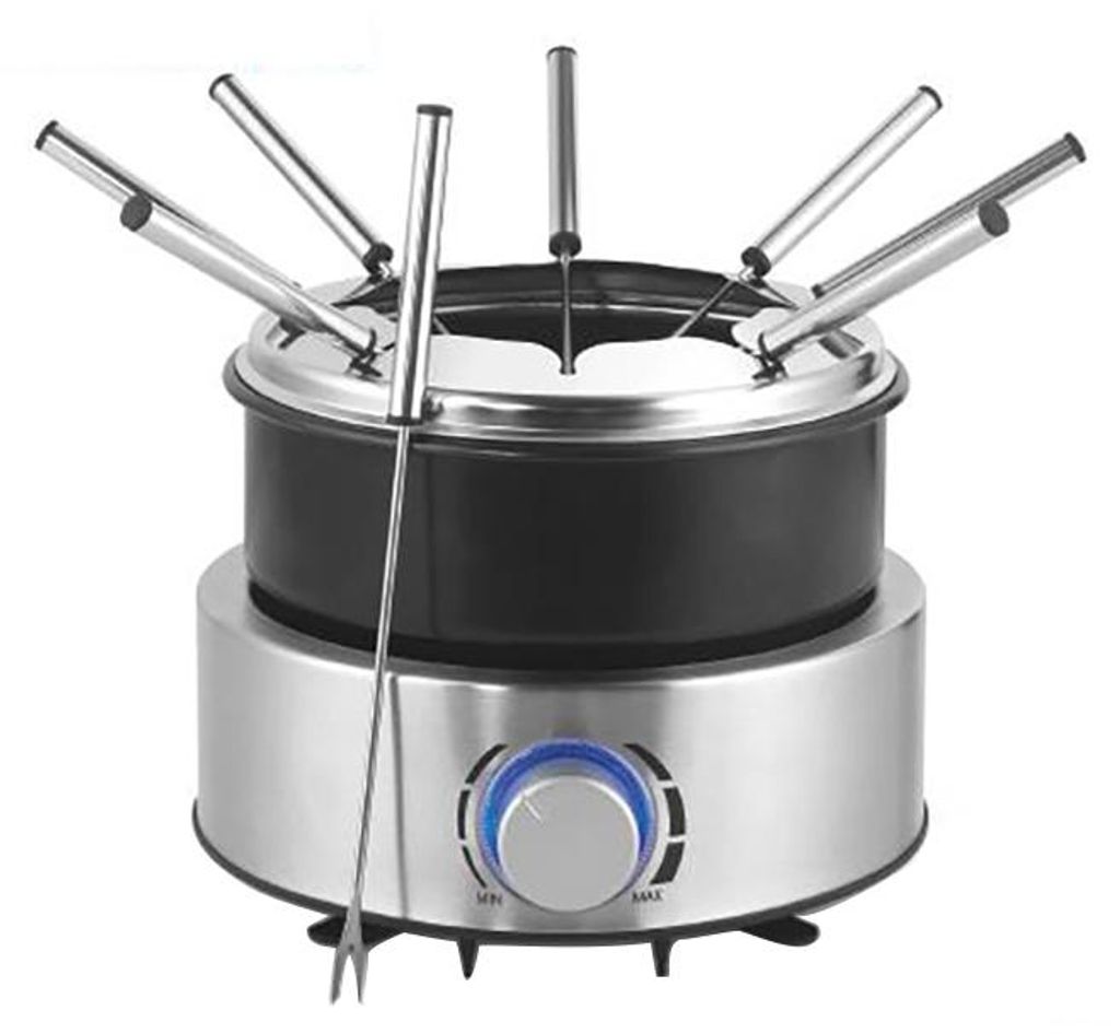 KitchenChef KS.FOND8800IX, 1,8 l, Schwarz, Edelstahl, 8 Person(en), Rund, Edelstahl, Edelstahl