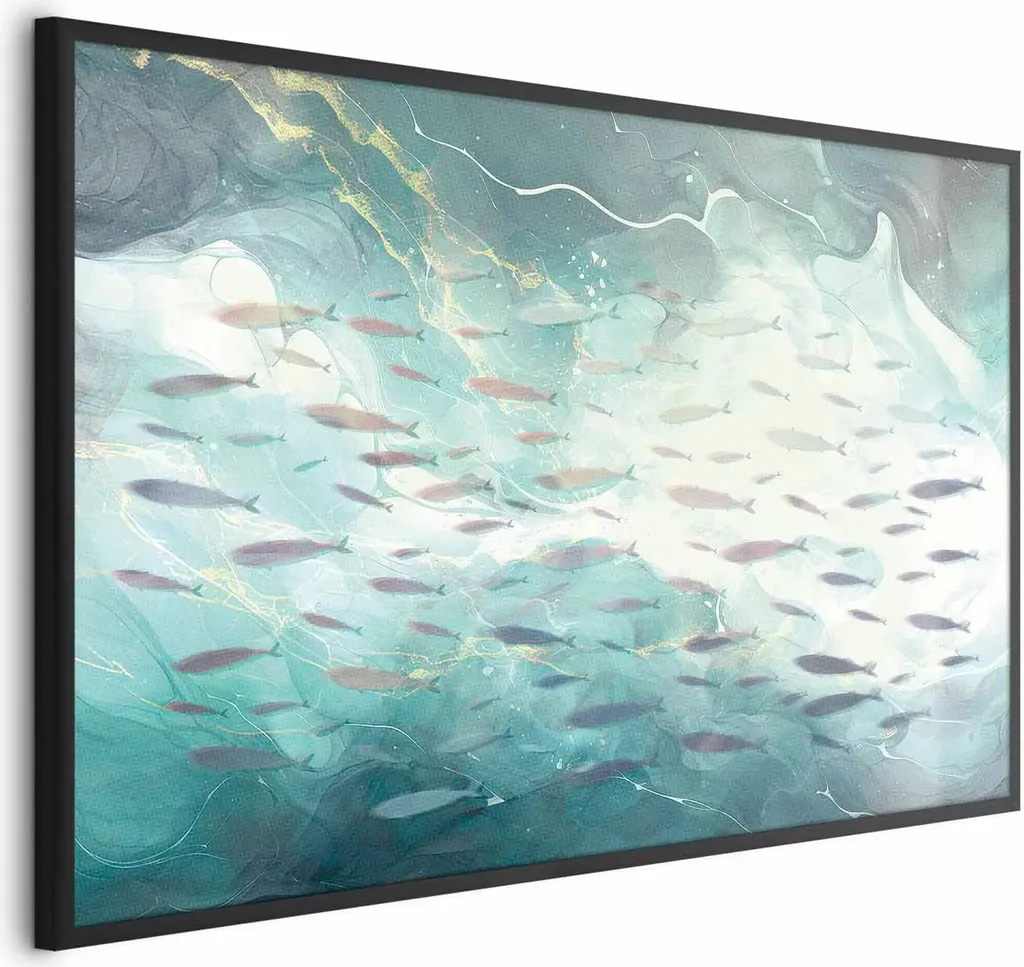 Poster Mare Fish Shoal 60x40 cm - Cornice Nera Senza Bordi