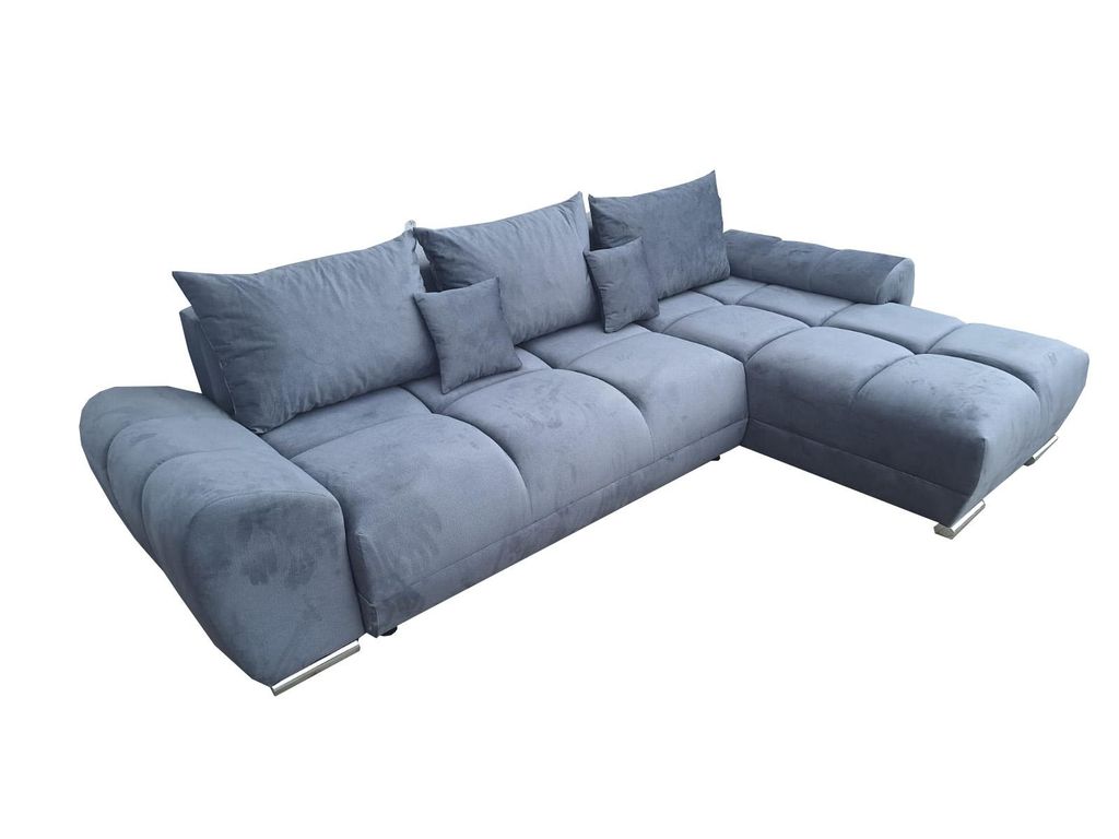 Modernes Ecksofa Sydney L-Form mit Schlaffunktion und Bettkasten, Grau Monolith 85