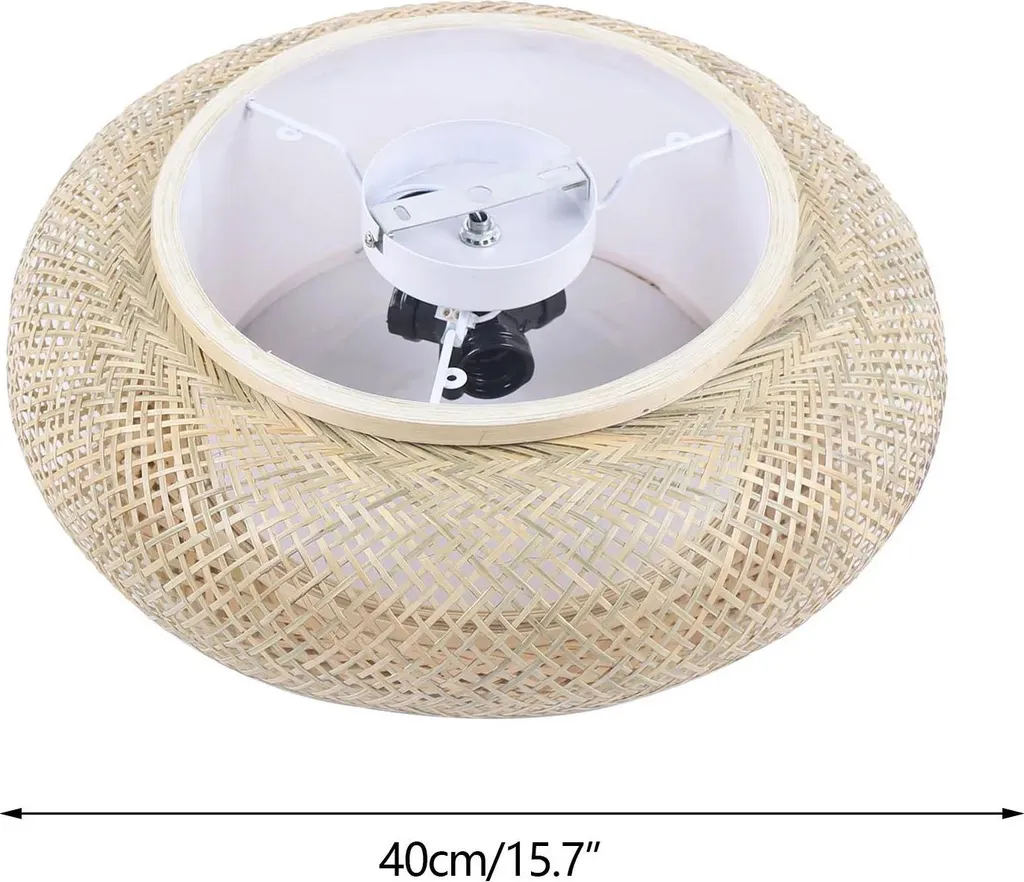 Plafonnier rotin blanc 40 cm : solution éclairage doux et design épuré - 2