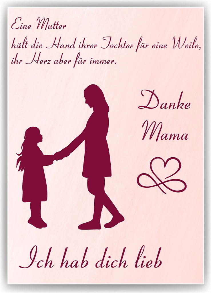 Mama Tochter Poster Kunstdruck DIN A4 Danksagung Muttertag Geschenk Dankeschön Beste Mutter Wandbild Mama Geburtstag Weihnachten – DIN A4 (21x29...