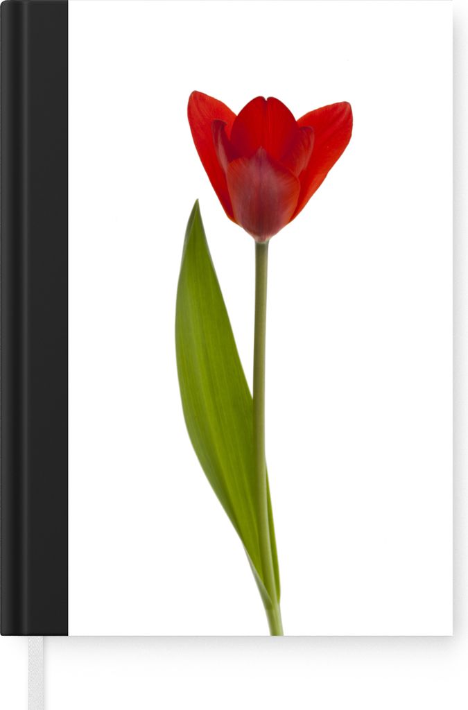 MuchoWow Notizbuch Tagebuch Haushaltsbuch Notebook A5 Rote Tulpe vor weißem Hintergrund - Notizblock - Notizheft - Notebook - Schreibblock - Papier