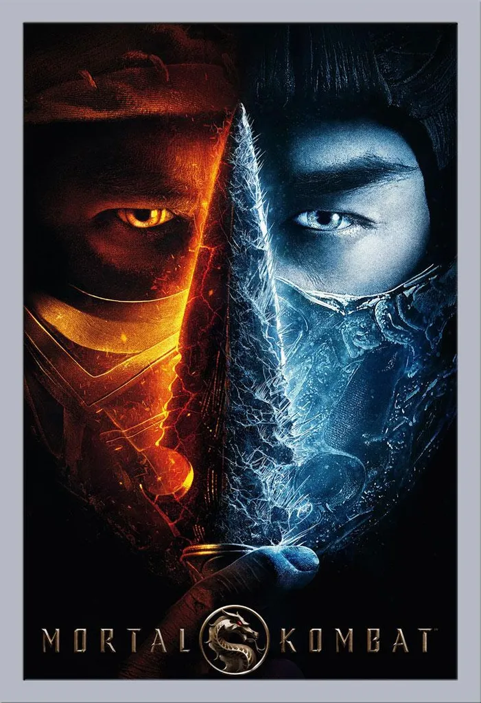Poster Mortal Kombat Scorpion vs Sub-Zero Cornice MDF Argento 61x91