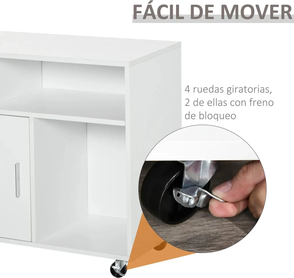 Armoire de bureau mobile 5 compartiments blanc avec tiroirs bois