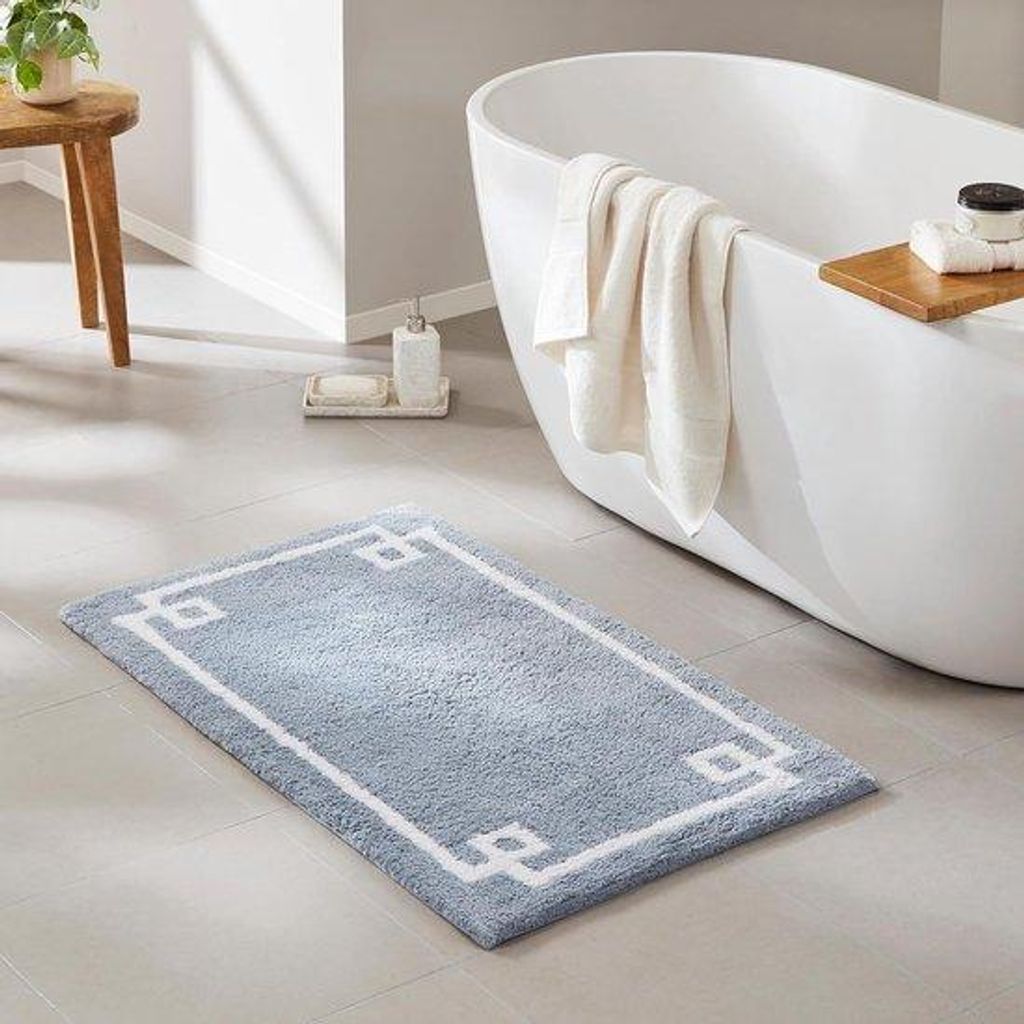 Katoenen Badmat 20x30 cm, blauw, antislip, luxe pluche, spa-design