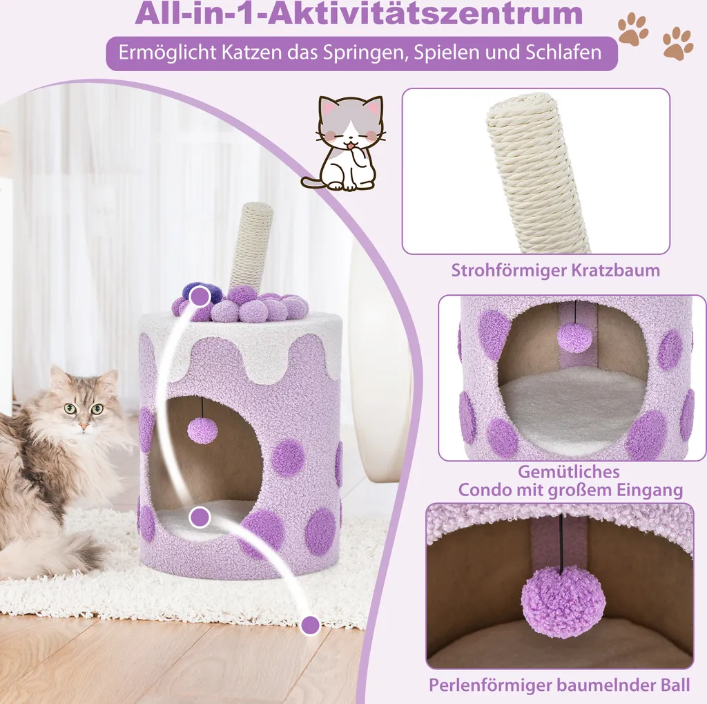 Arbre à chat compact pour protéger vos meubles avec griffoir en sisal - 4