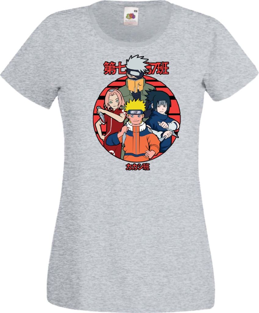 Damen T-Shirt Naruto Team 7 01 Var-031 Team Members, Lady L / Grau