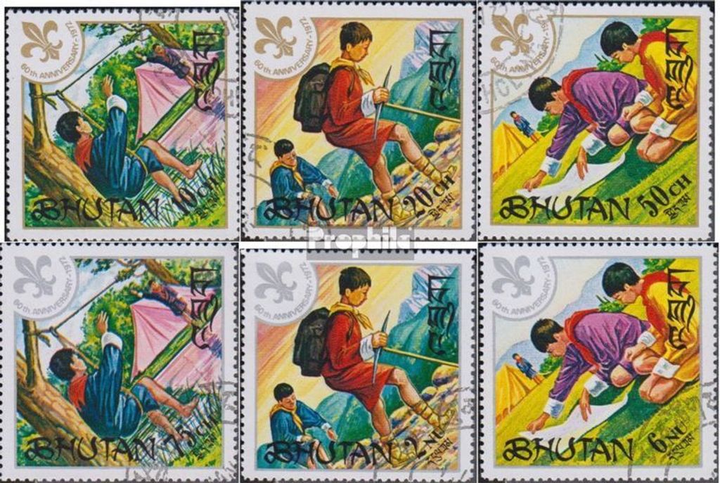 Briefmarken Bhutan 1971 Mi 480A-485A (kompl.Ausg.) Produktbild 