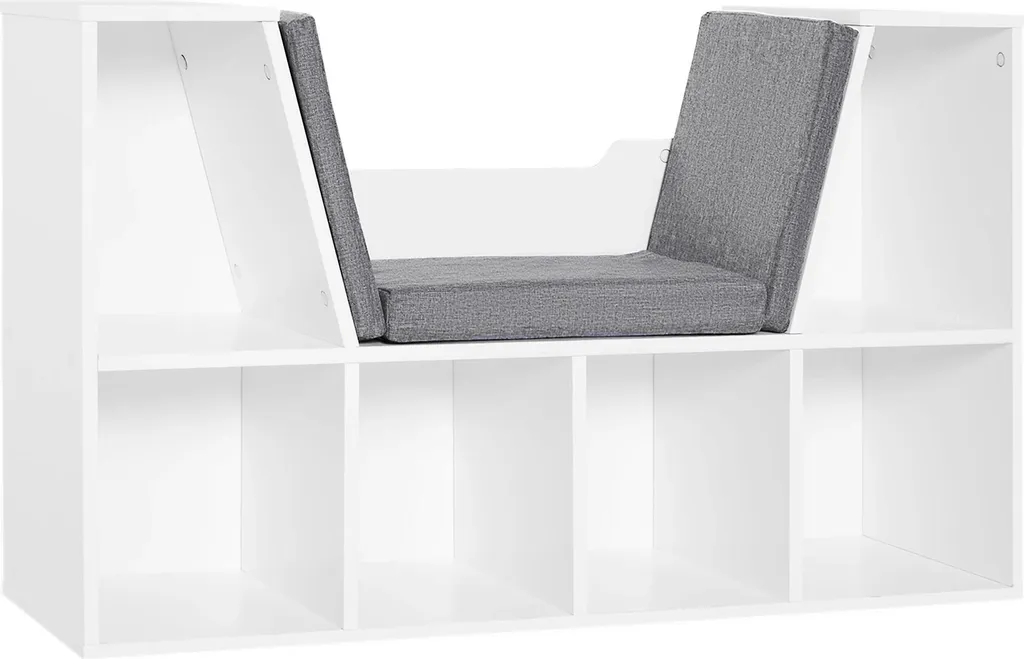 Bibliothèque avec siège à 6 cubes pour enfants en bois blanc design