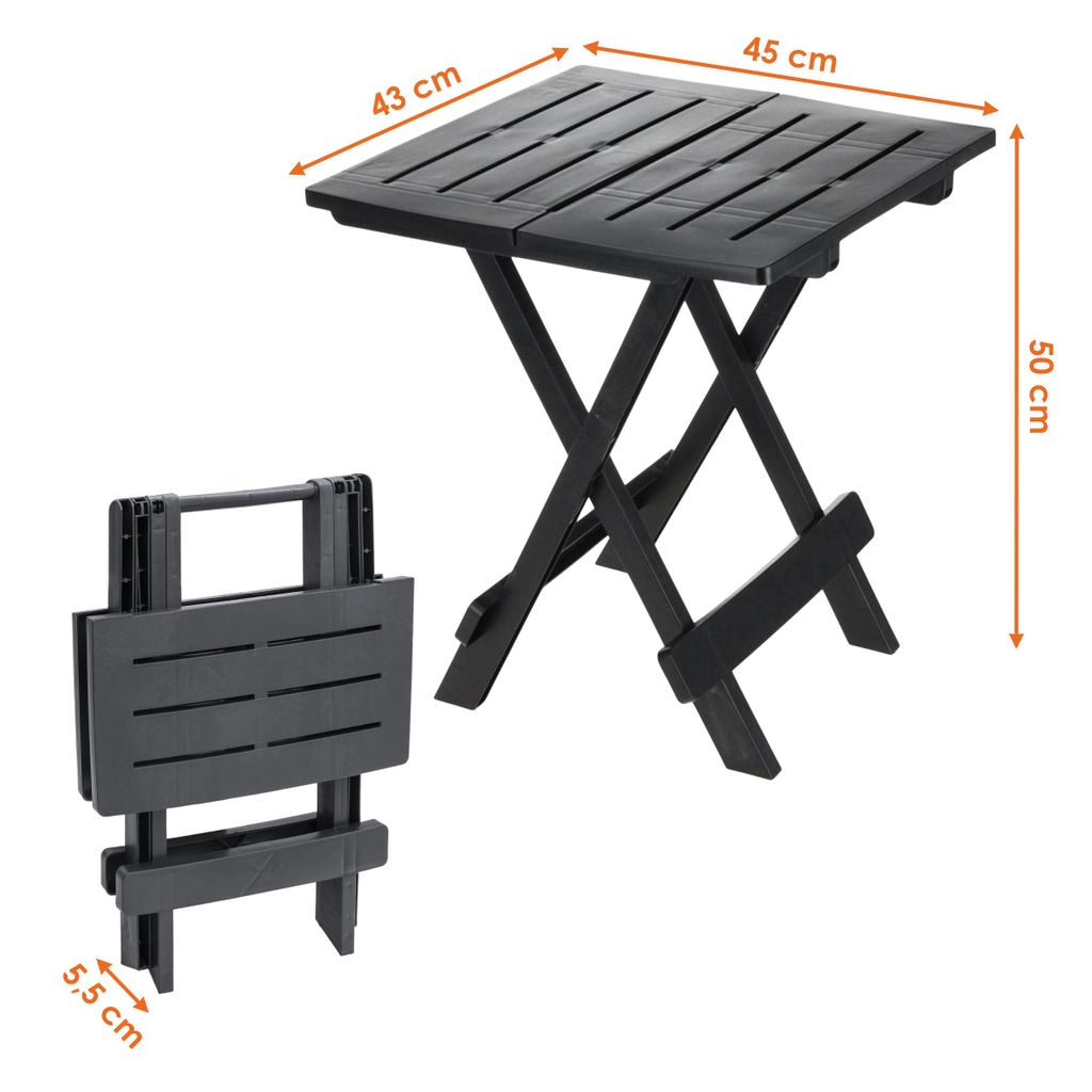 Kunststoff Klapptisch 45 x 43 cm - anthrazit