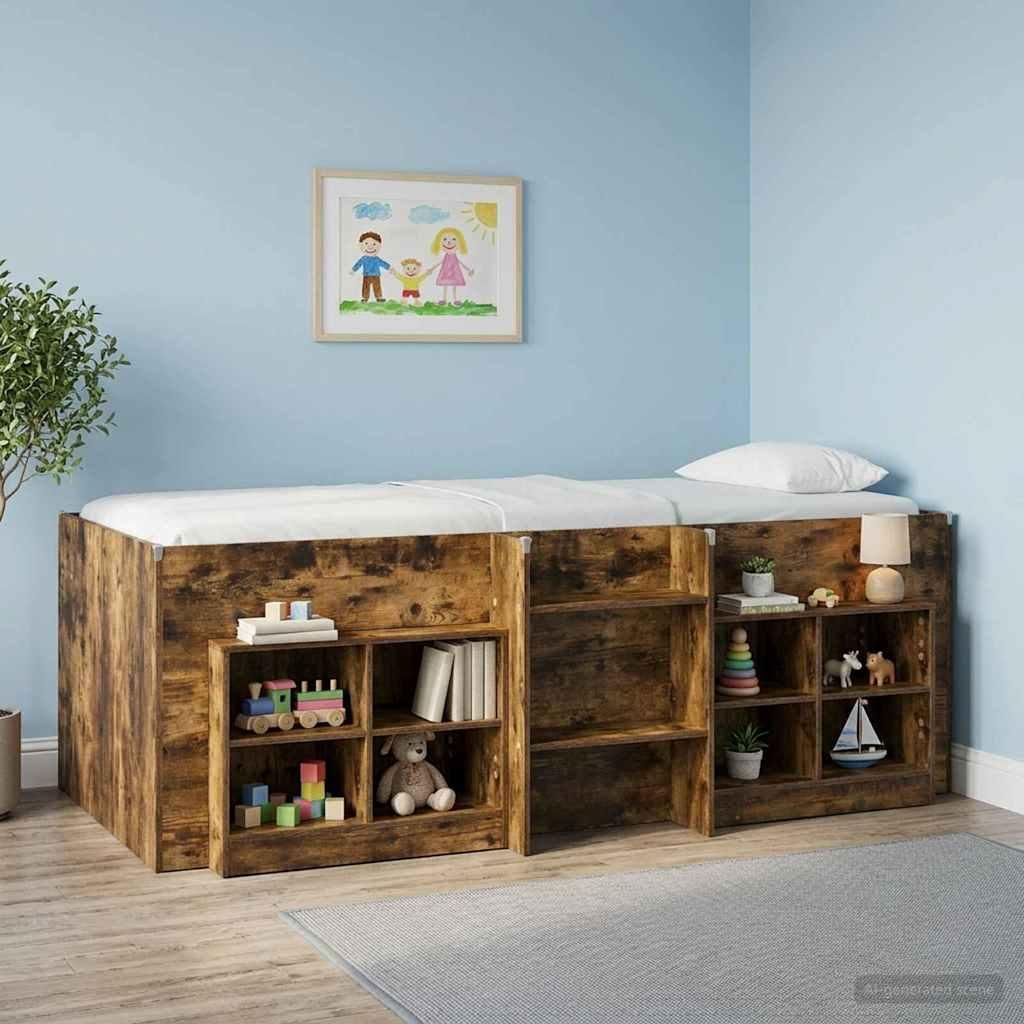 Maison Exclusive - Hochbett für Kinder 2 pcs Geräucherte Eiche Holzwerkstoff
