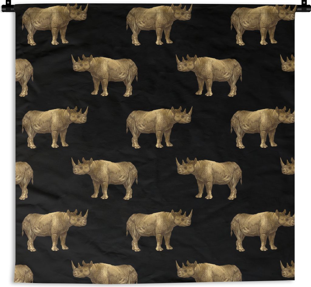MuchoWow® Wandteppich Wandbehang Muster - Nashorn - Gold - Produktbild 