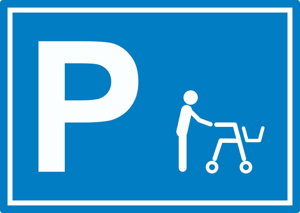 Rollator Gehwagen Parkplatz Aufkleber waagerecht A0 (841x1189mm)