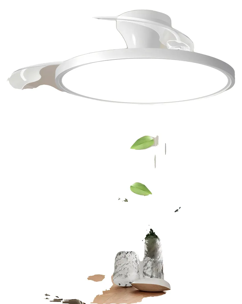 Ventilateur de plafond design 42" avec LED et pales rétractables Inox