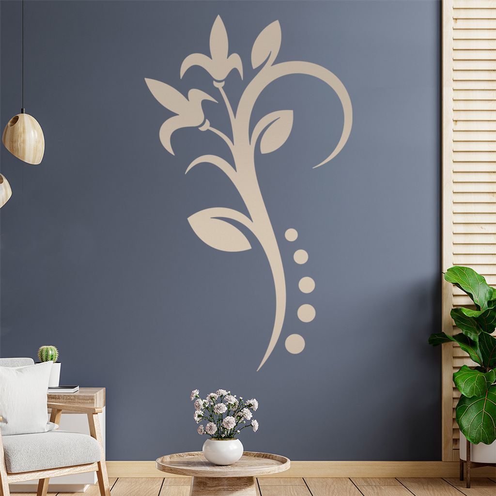 Blume - Linien Punkte Wandtattoo in 6 Größen - Wandaufkleber Wall Sticker - Dekoration, Küche, Wohnzimmer, Schlafzimmer, Badezimmer