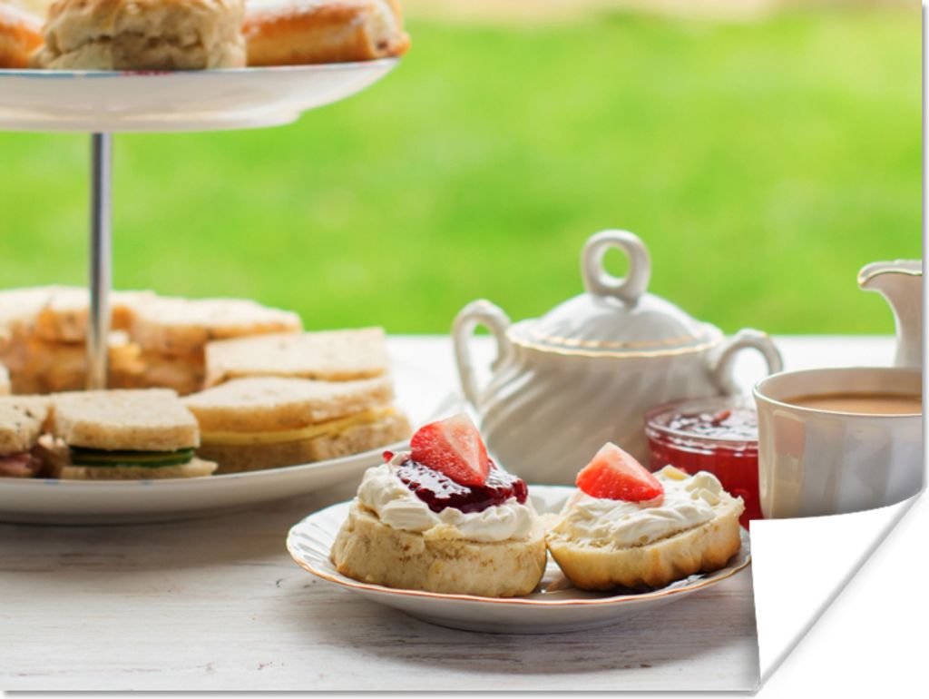 MuchoWow Poster Tee - Frühstück - Erdbeere 40x30 cm - Plakate für die Wände - Poster Wohnzimmer