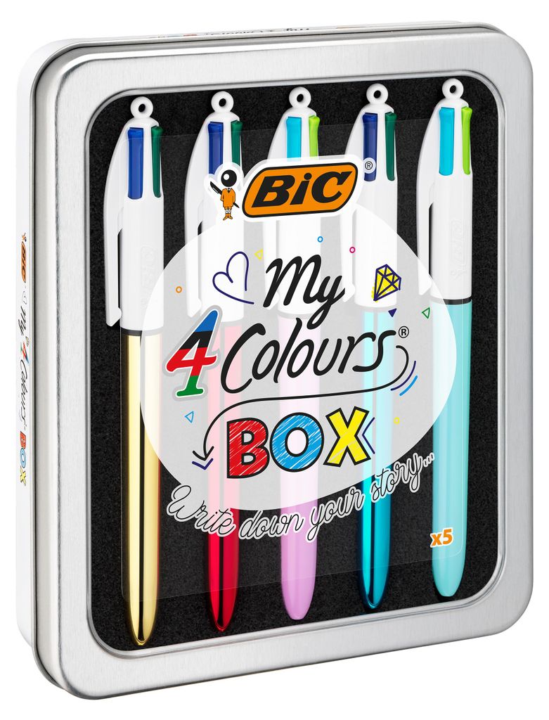 BIC 4 My Colours Box, Clip, Clip-on-Einziehkugelschreiber, Produktbild 